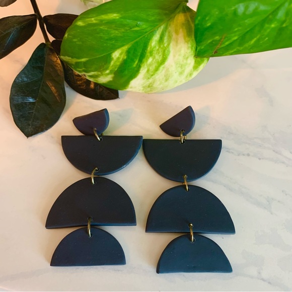 Handmade bohemian earrings - navy - Picture 2 of 3